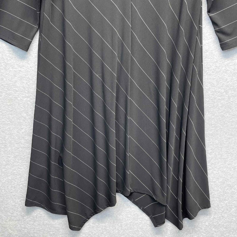 IC By Connie K Dress Womens XL Stretch Jersey Black Asymmetrical Hem Striped - Picture 6 of 11